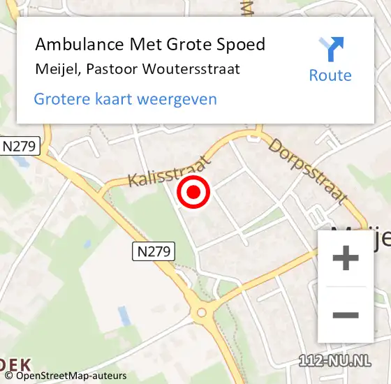 Locatie op kaart van de 112 melding: Ambulance Met Grote Spoed Naar Meijel, Pastoor Woutersstraat op 7 december 2016 11:22