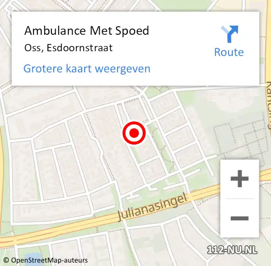 Locatie op kaart van de 112 melding: Ambulance Met Spoed Naar Oss, Esdoornstraat op 7 december 2016 11:58