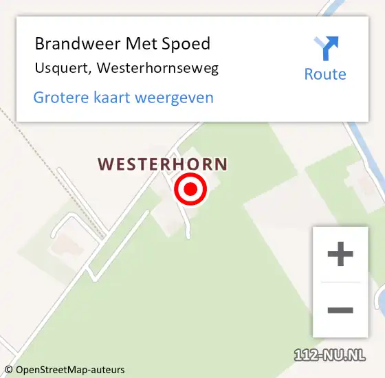 Locatie op kaart van de 112 melding: Brandweer Met Spoed Naar Usquert, Westerhornseweg op 6 september 2013 17:57