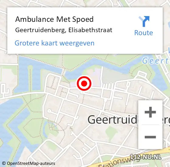 Locatie op kaart van de 112 melding: Ambulance Met Spoed Naar Geertruidenberg, Elisabethstraat op 7 december 2016 12:33