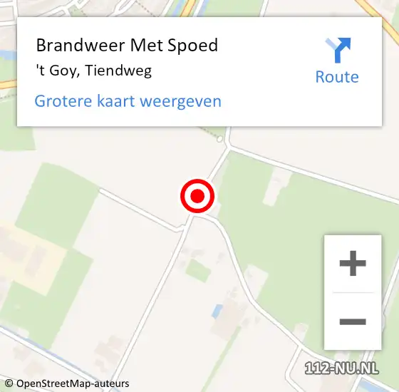 Locatie op kaart van de 112 melding: Brandweer Met Spoed Naar 't Goy, Tiendweg op 3 januari 2014 17:36