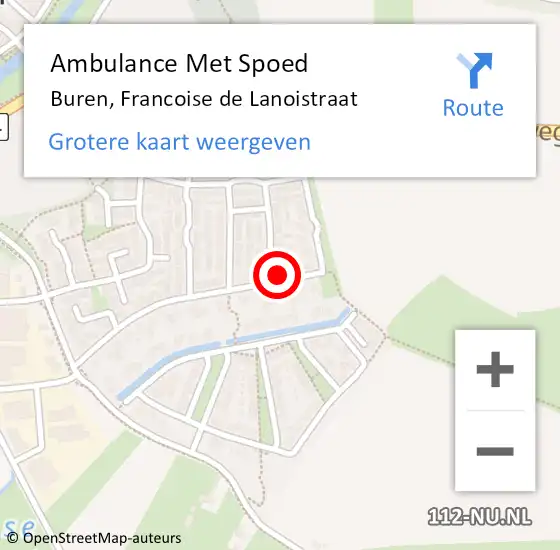 Locatie op kaart van de 112 melding: Ambulance Met Spoed Naar Buren, Francoise de Lanoistraat op 7 december 2016 12:51