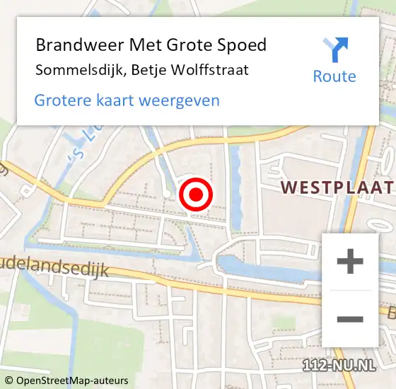 Locatie op kaart van de 112 melding: Brandweer Met Grote Spoed Naar Sommelsdijk, Betje Wolffstraat op 7 december 2016 13:07