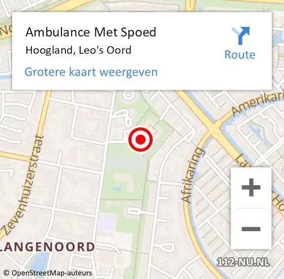 Locatie op kaart van de 112 melding: Ambulance Met Spoed Naar Hoogland, Leo's Oord op 7 december 2016 13:18