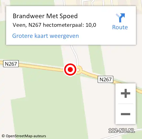 Locatie op kaart van de 112 melding: Brandweer Met Spoed Naar Veen, N267 hectometerpaal: 10,0 op 7 december 2016 13:32