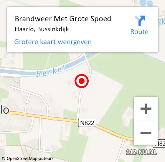 Locatie op kaart van de 112 melding: Brandweer Met Grote Spoed Naar Haarlo, Bussinkdijk op 7 december 2016 13:57