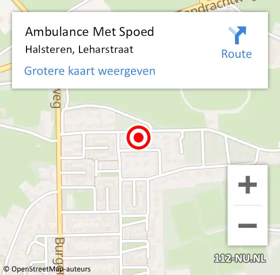 Locatie op kaart van de 112 melding: Ambulance Met Spoed Naar Halsteren, Leharstraat op 7 december 2016 14:05