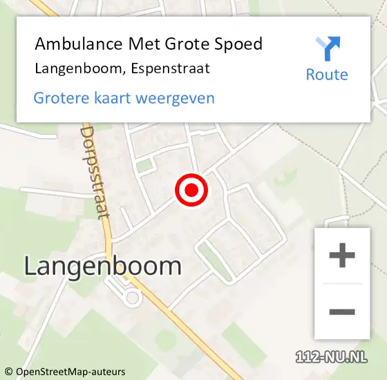 Locatie op kaart van de 112 melding: Ambulance Met Grote Spoed Naar Langenboom, Espenstraat op 7 december 2016 14:08