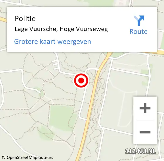 Locatie op kaart van de 112 melding: Politie Lage Vuursche, Hoge Vuurseweg op 3 januari 2014 17:48