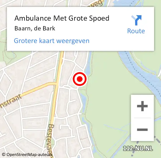 Locatie op kaart van de 112 melding: Ambulance Met Grote Spoed Naar Baarn, de Bark op 18 september 2013 10:14