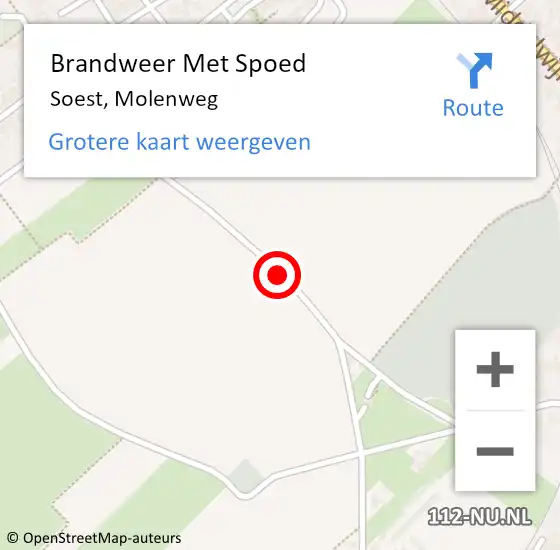 Locatie op kaart van de 112 melding: Brandweer Met Spoed Naar Soest, Molenweg op 7 december 2016 15:56