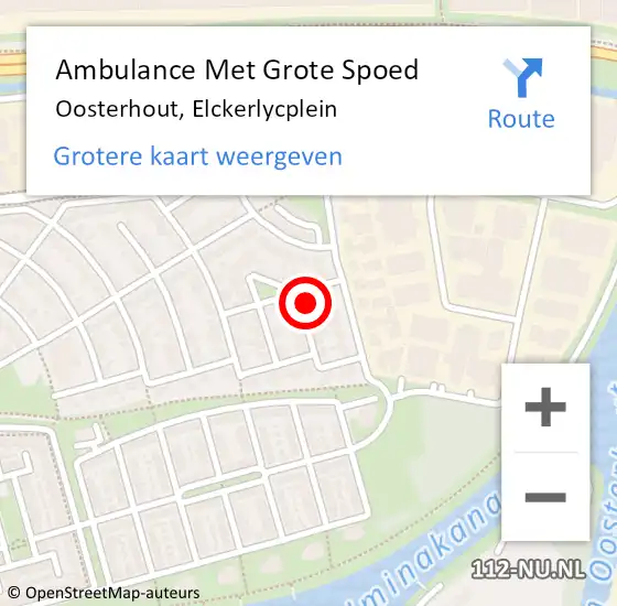 Locatie op kaart van de 112 melding: Ambulance Met Grote Spoed Naar Oosterhout, Elckerlycplein op 7 december 2016 16:07