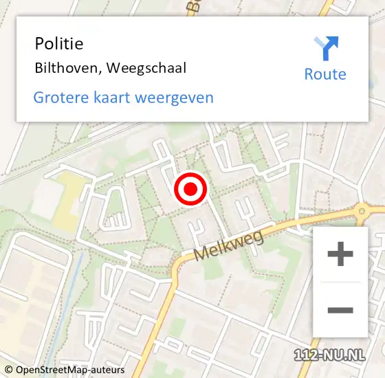 Locatie op kaart van de 112 melding: Politie Bilthoven, Weegschaal op 7 december 2016 16:09