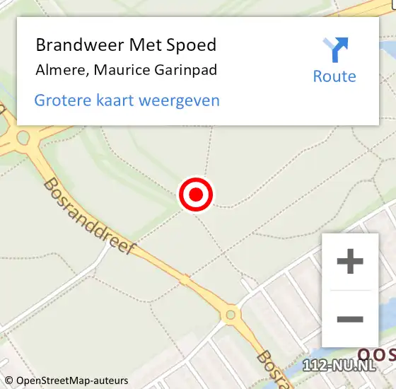 Locatie op kaart van de 112 melding: Brandweer Met Spoed Naar Almere, Maurice Garinpad op 7 december 2016 16:14