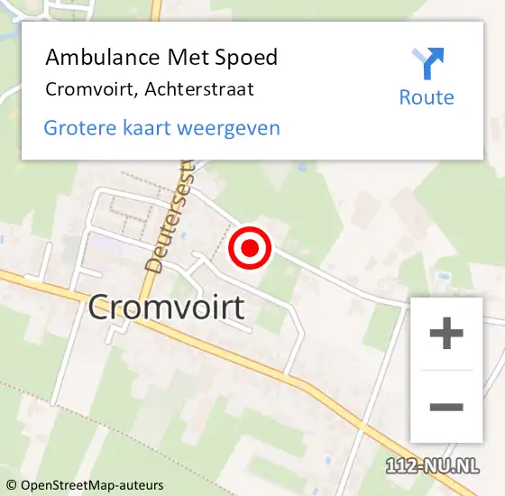 Locatie op kaart van de 112 melding: Ambulance Met Spoed Naar Cromvoirt, Achterstraat op 7 december 2016 16:49