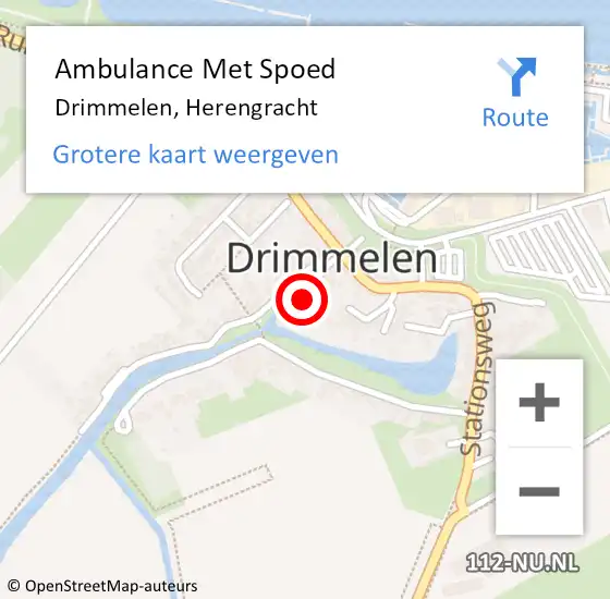 Locatie op kaart van de 112 melding: Ambulance Met Spoed Naar Drimmelen, Herengracht op 7 december 2016 16:49