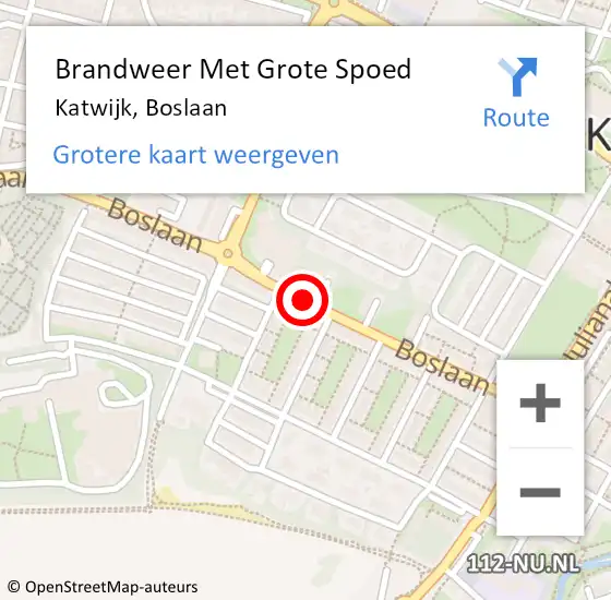Locatie op kaart van de 112 melding: Brandweer Met Grote Spoed Naar Katwijk, Boslaan op 7 december 2016 17:25