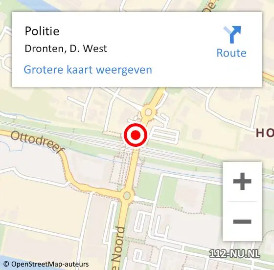 Locatie op kaart van de 112 melding: Politie Dronten, D. West op 7 december 2016 17:41