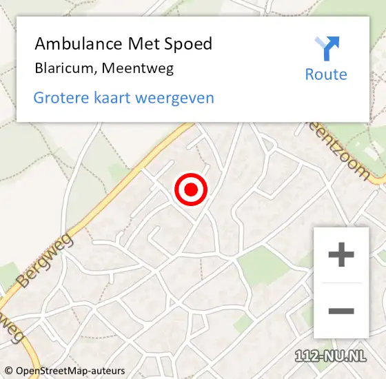 Locatie op kaart van de 112 melding: Ambulance Met Spoed Naar Blaricum, Meentweg op 7 december 2016 17:41