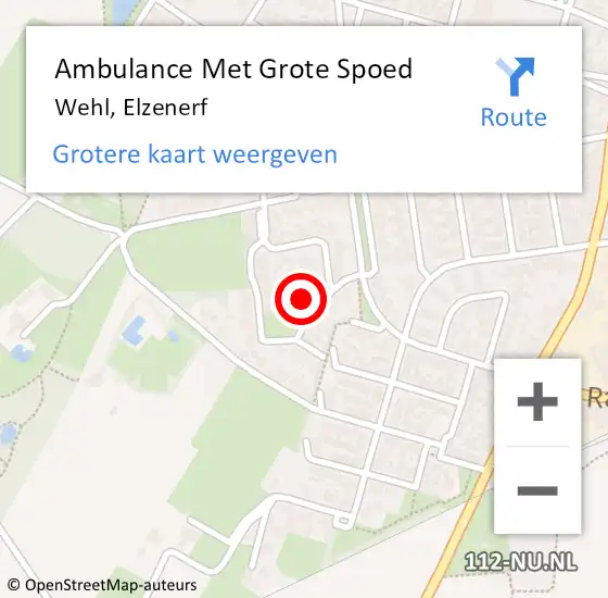 Locatie op kaart van de 112 melding: Ambulance Met Grote Spoed Naar Wehl, Elzenerf op 7 december 2016 17:46
