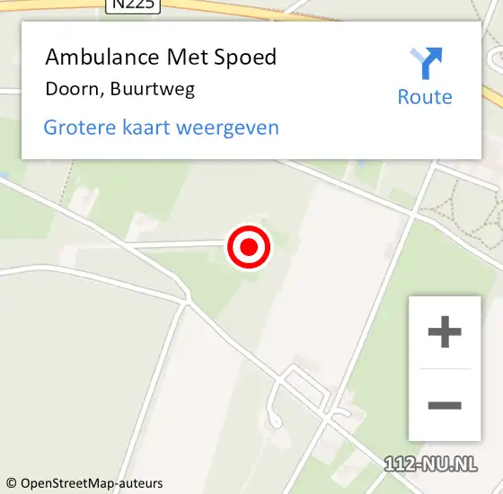 Locatie op kaart van de 112 melding: Ambulance Met Spoed Naar Doorn, Buurtweg op 7 december 2016 17:56