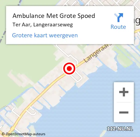 Locatie op kaart van de 112 melding: Ambulance Met Grote Spoed Naar Ter Aar, Langeraarseweg op 7 december 2016 18:08