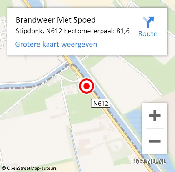 Locatie op kaart van de 112 melding: Brandweer Met Spoed Naar Stipdonk, N612 hectometerpaal: 81,6 op 3 januari 2014 18:08
