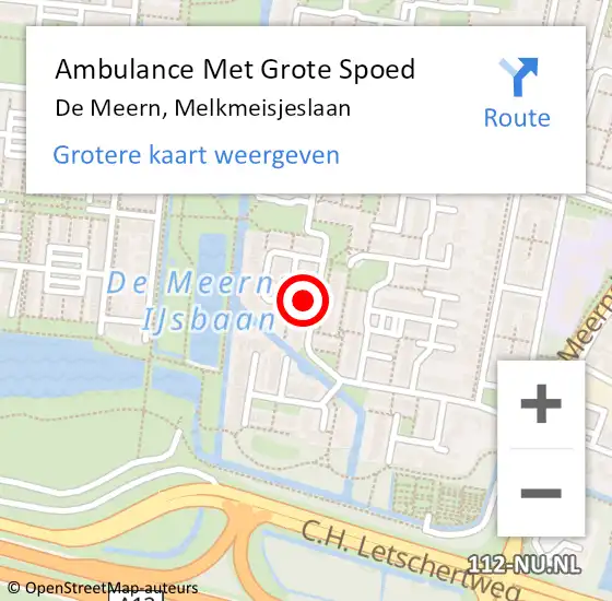 Locatie op kaart van de 112 melding: Ambulance Met Grote Spoed Naar De Meern, Melkmeisjeslaan op 7 december 2016 19:05