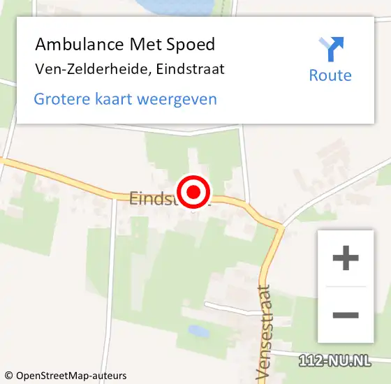 Locatie op kaart van de 112 melding: Ambulance Met Spoed Naar Ven-Zelderheide, Eindstraat op 7 december 2016 20:00