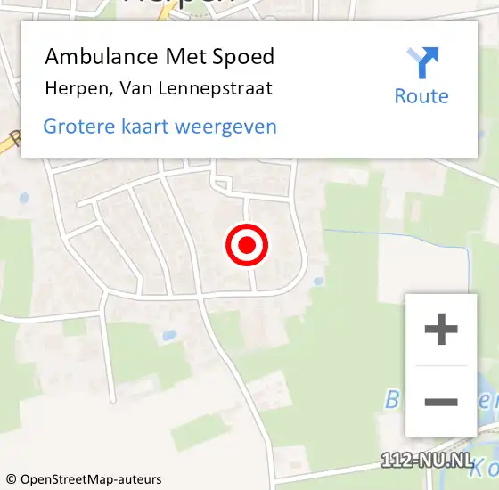 Locatie op kaart van de 112 melding: Ambulance Met Spoed Naar Herpen, Van Lennepstraat op 7 december 2016 20:00