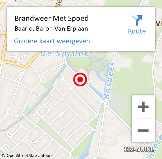 Locatie op kaart van de 112 melding: Brandweer Met Spoed Naar Baarlo, Baron Van Erplaan op 7 december 2016 20:11