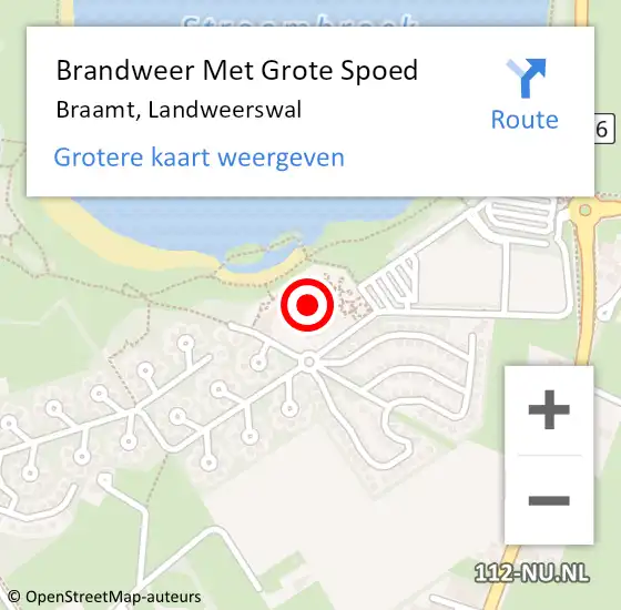 Locatie op kaart van de 112 melding: Brandweer Met Grote Spoed Naar Braamt, Landweerswal op 7 december 2016 21:18