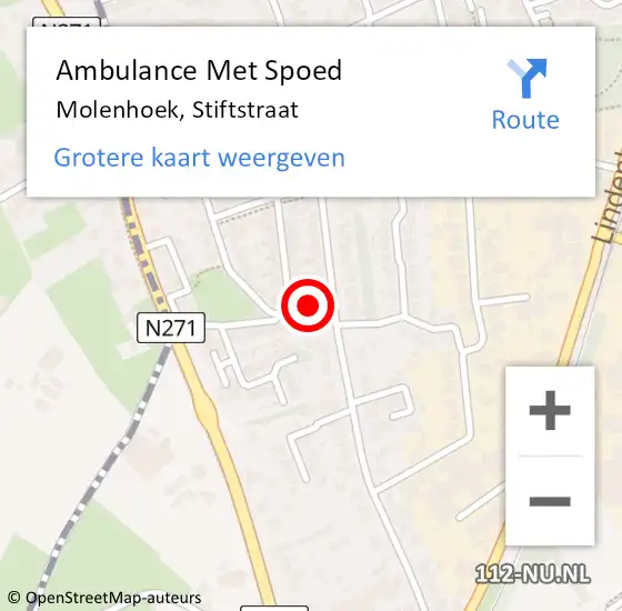 Locatie op kaart van de 112 melding: Ambulance Met Spoed Naar Molenhoek, Stiftstraat op 7 december 2016 21:25