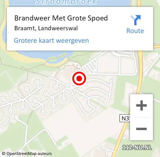 Locatie op kaart van de 112 melding: Brandweer Met Grote Spoed Naar Braamt, Landweerswal op 7 december 2016 21:30