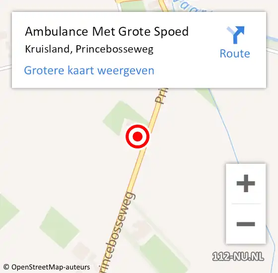 Locatie op kaart van de 112 melding: Ambulance Met Grote Spoed Naar Kruisland, Princebosseweg op 7 december 2016 21:31