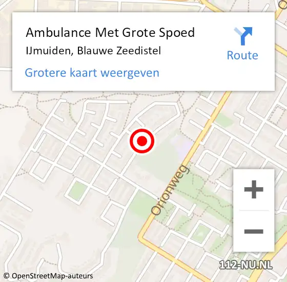 Locatie op kaart van de 112 melding: Ambulance Met Grote Spoed Naar IJmuiden, Blauwe Zeedistel op 7 december 2016 21:41