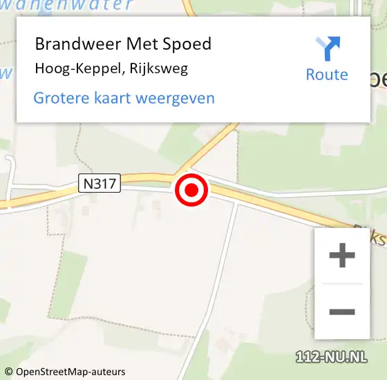 Locatie op kaart van de 112 melding: Brandweer Met Spoed Naar Hoog-Keppel, Rijksweg op 3 januari 2014 18:18