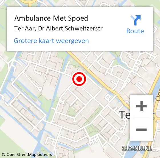 Locatie op kaart van de 112 melding: Ambulance Met Spoed Naar Ter Aar, Dr Albert Schweitzerstr op 7 december 2016 23:17