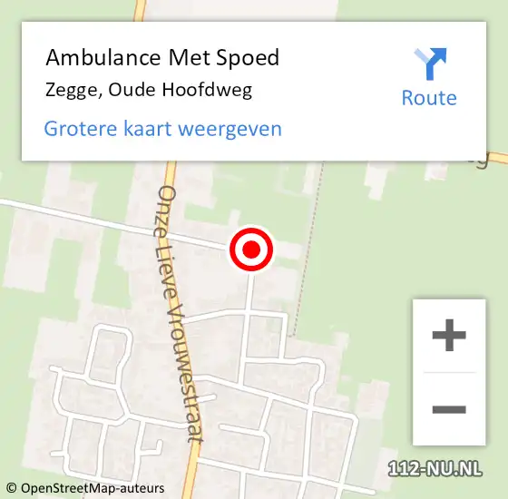 Locatie op kaart van de 112 melding: Ambulance Met Spoed Naar Zegge, Oude Hoofdweg op 7 december 2016 23:47