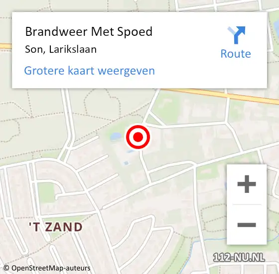 Locatie op kaart van de 112 melding: Brandweer Met Spoed Naar Son, Larikslaan op 3 januari 2014 18:21