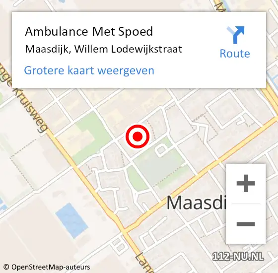 Locatie op kaart van de 112 melding: Ambulance Met Spoed Naar Maasdijk, Willem Lodewijkstraat op 8 december 2016 00:43