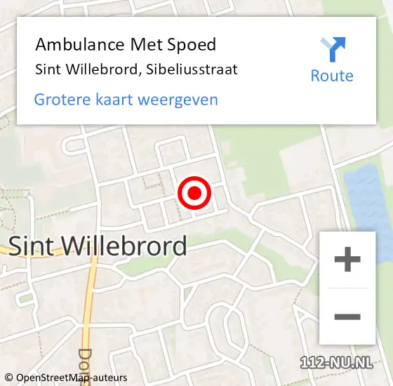 Locatie op kaart van de 112 melding: Ambulance Met Spoed Naar Sint Willebrord, Sibeliusstraat op 8 december 2016 02:14