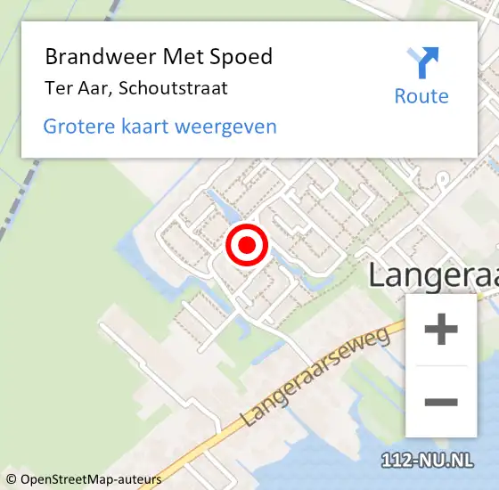 Locatie op kaart van de 112 melding: Brandweer Met Spoed Naar Ter Aar, Schoutstraat op 8 december 2016 02:31
