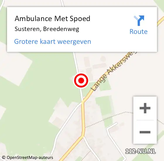 Locatie op kaart van de 112 melding: Ambulance Met Spoed Naar Susteren, Breedenweg op 8 december 2016 07:09