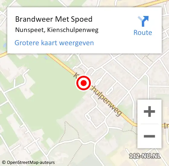 Locatie op kaart van de 112 melding: Brandweer Met Spoed Naar Nunspeet, Kienschulpenweg op 3 januari 2014 18:31