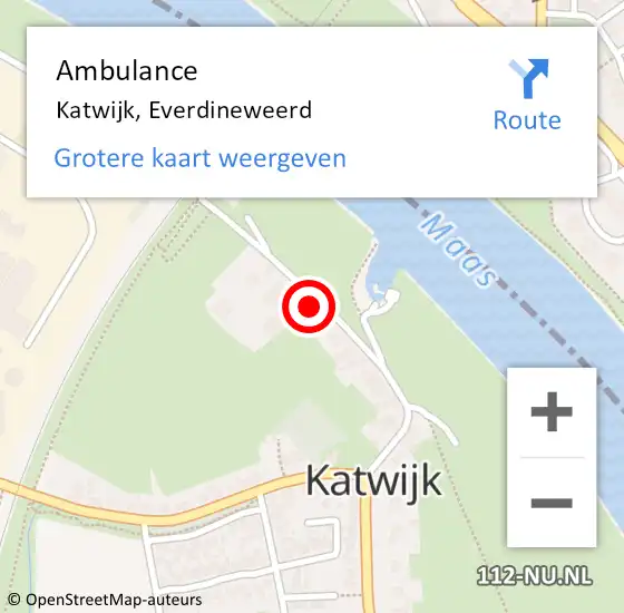 Locatie op kaart van de 112 melding: Ambulance Katwijk, Everdineweerd op 8 december 2016 08:11