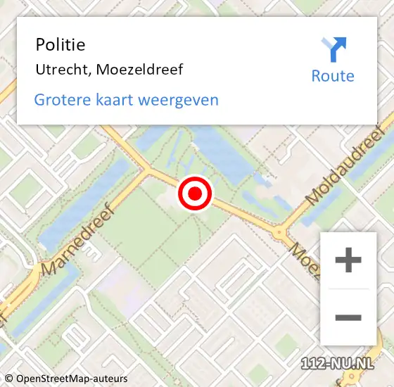 Locatie op kaart van de 112 melding: Politie Utrecht, Moezeldreef op 8 december 2016 08:23