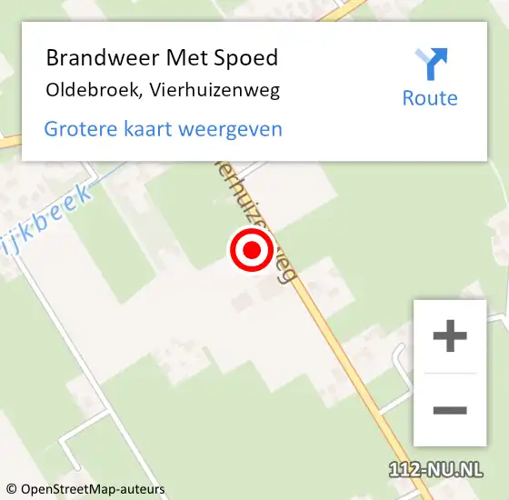 Locatie op kaart van de 112 melding: Brandweer Met Spoed Naar Oldebroek, Vierhuizenweg op 8 december 2016 09:14