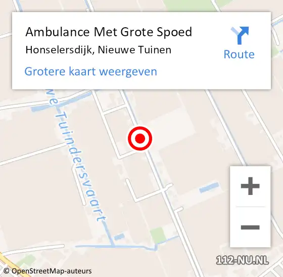 Locatie op kaart van de 112 melding: Ambulance Met Grote Spoed Naar Honselersdijk, Nieuwe Tuinen op 8 december 2016 09:14