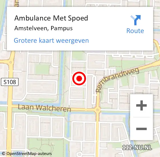 Locatie op kaart van de 112 melding: Ambulance Met Spoed Naar Amstelveen, Pampus op 8 december 2016 09:35